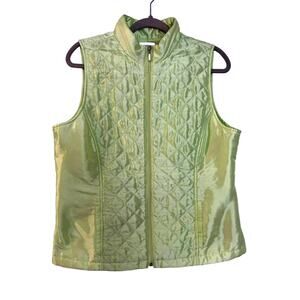 CHICO'S WOMEN'S QUILTED VEST GREEN EUC SIZE 1 SMALL